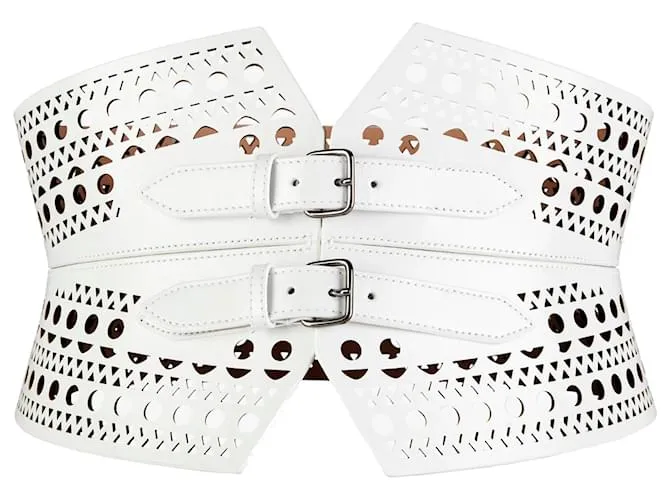 Alaïa Cinturón corsé de cuero calado Alaia Blanco 