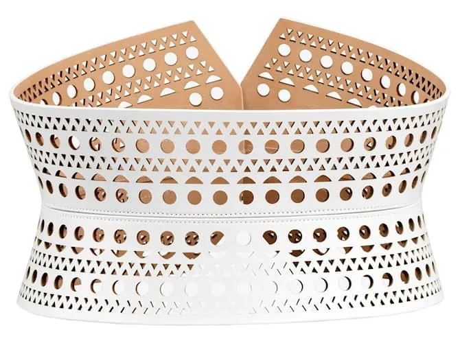 Alaïa Cinturón corsé de cuero calado Alaia Blanco 