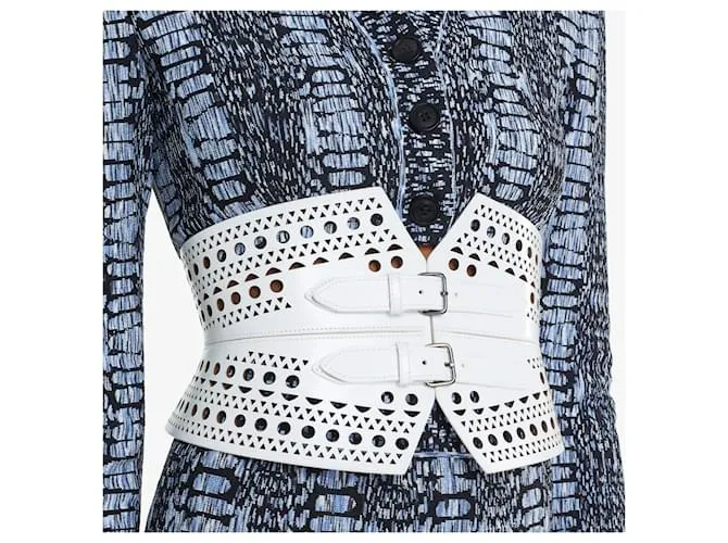 Alaïa Cinturón corsé de cuero calado Alaia Blanco 