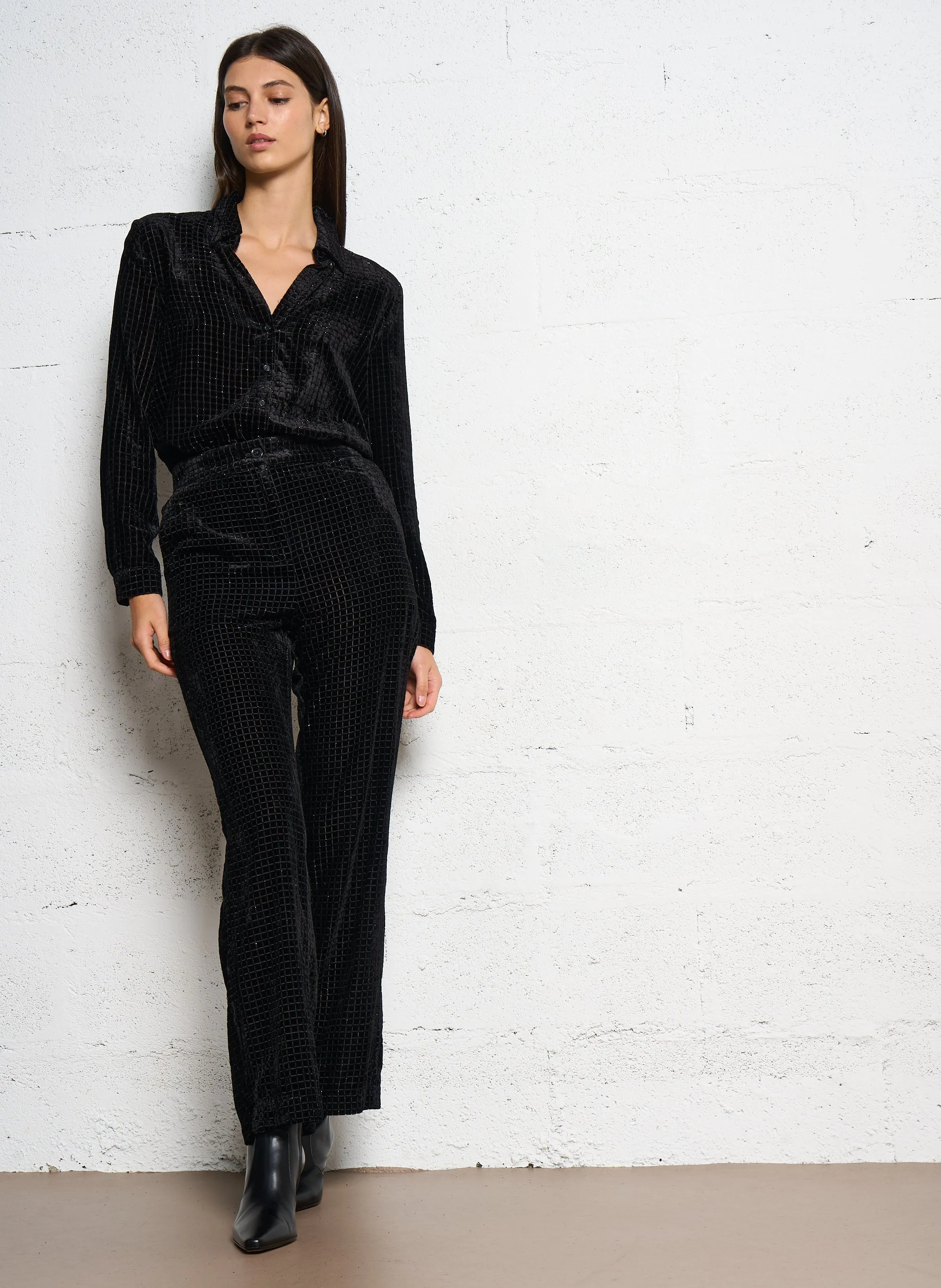 BERENICE PENELOPPE  PANTALON DROIT IMPRIMé EN NEGRO