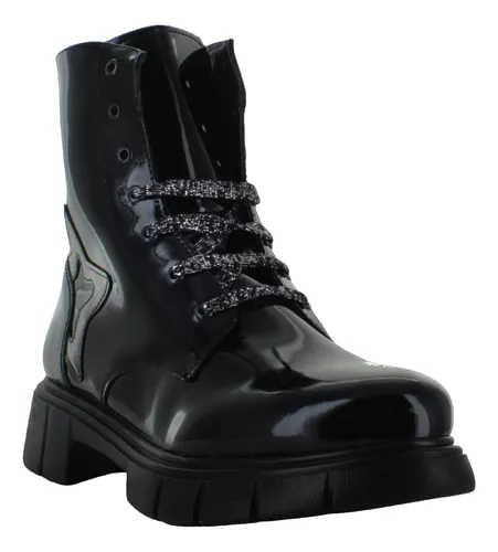 Blasito Bota Urbana Combat Vestir Casual Charol Mujer 87385