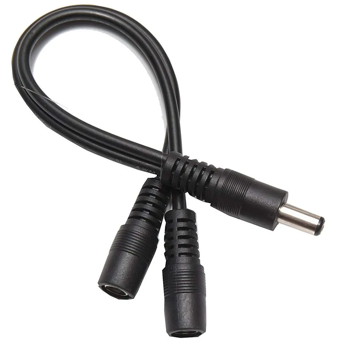 Cable Divisor Corriente CC Para CCTV 5.5x2.1mm Macho 0.30 M Negro