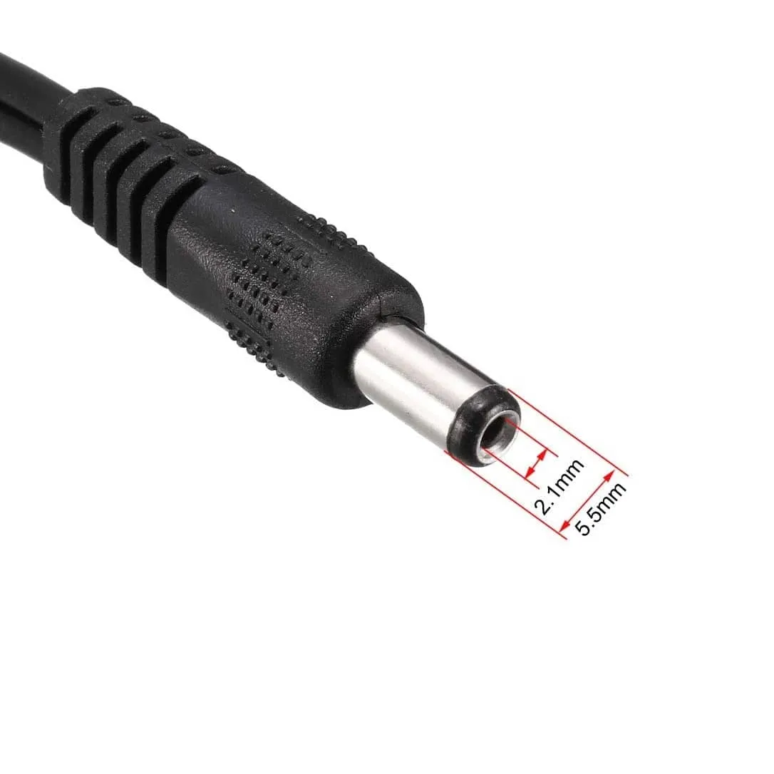 Cable Divisor Corriente CC Para CCTV 5.5x2.1mm Macho 0.30 M Negro
