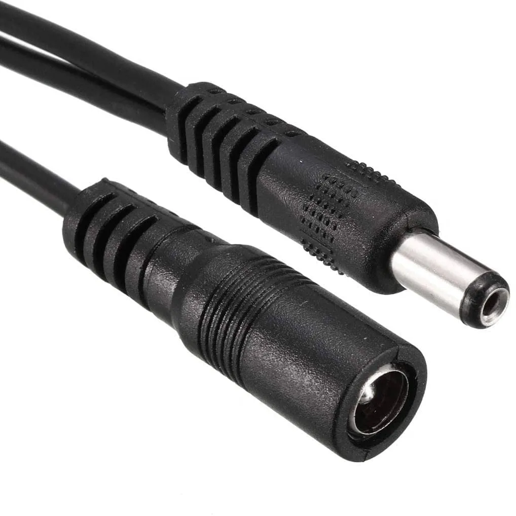 Cable Divisor Corriente CC Para CCTV 5.5x2.1mm Macho 0.30 M Negro