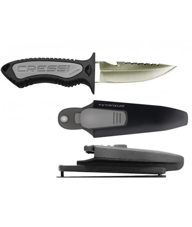 Cuchillo de pesca submarina Cressi Sub Grip Punta Titanio Black