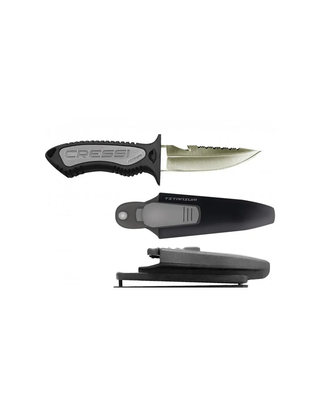 Cuchillo de pesca submarina Cressi Sub Grip Punta Titanio Black
