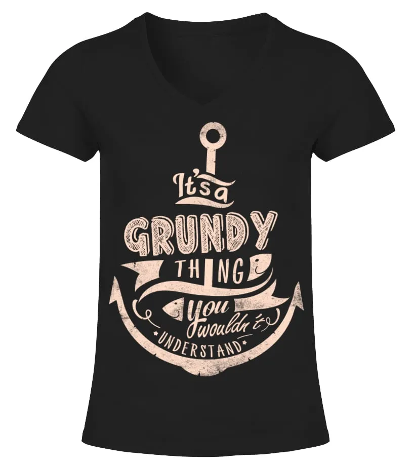 GRUNDY NAME  IT'S A GRUNDY THING CAMISETA CUELLO PICO MUJER