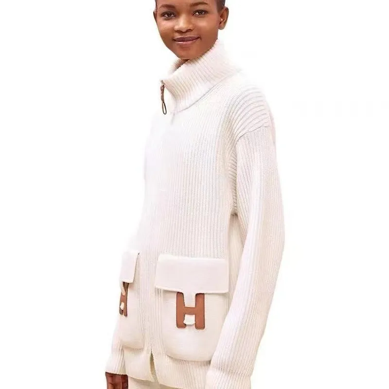 Lazy wind collar color sólido suéter abrigo femenino principios de otoño nuevo casual suelto Joker tejido cardigan versión corea