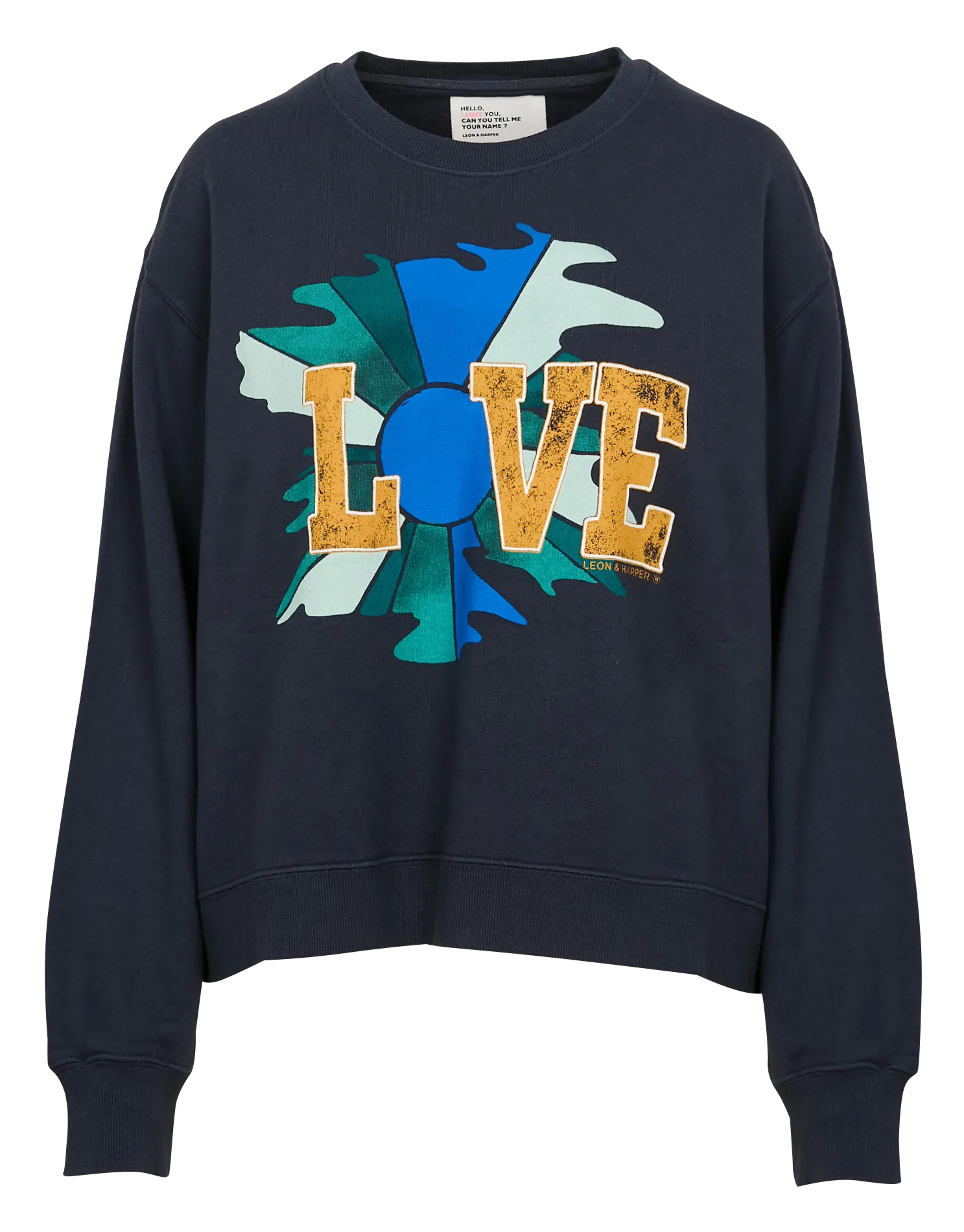 LEON & HARPER SORTIE  SUDADERA DE MEZCLA DE ALGODóN ORGáNICO CON CUELLO REDONDO SERIGRAFIADA EN NEGRO