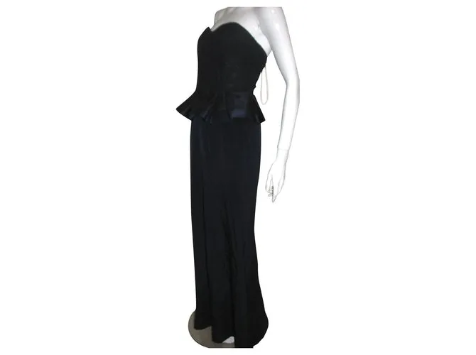 Marchesa Vestido de noche corsé Negro Azul oscuro 