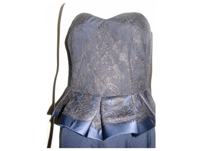 Marchesa Vestido de noche corsé Negro Azul oscuro 