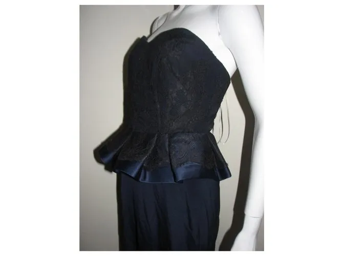 Marchesa Vestido de noche corsé Negro Azul oscuro 