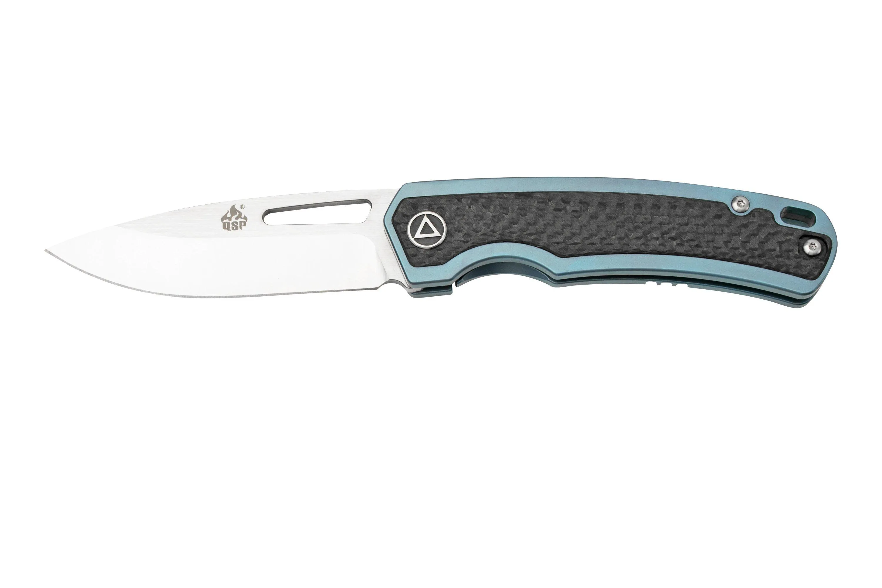 QSP KNIFE PUFFIN BLUE QS127C TITANIUM CARBON FIBRE NAVAJA