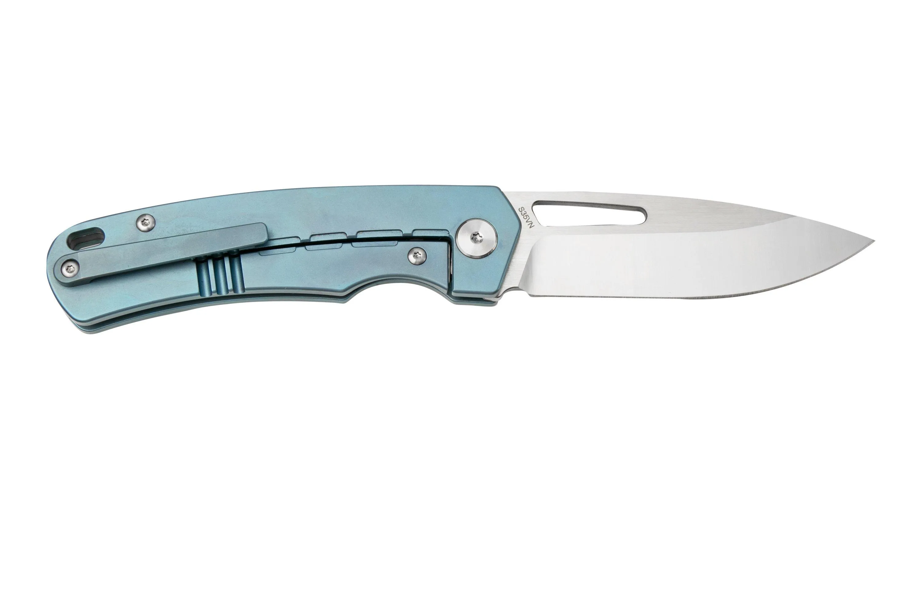 QSP KNIFE PUFFIN BLUE QS127C TITANIUM CARBON FIBRE NAVAJA