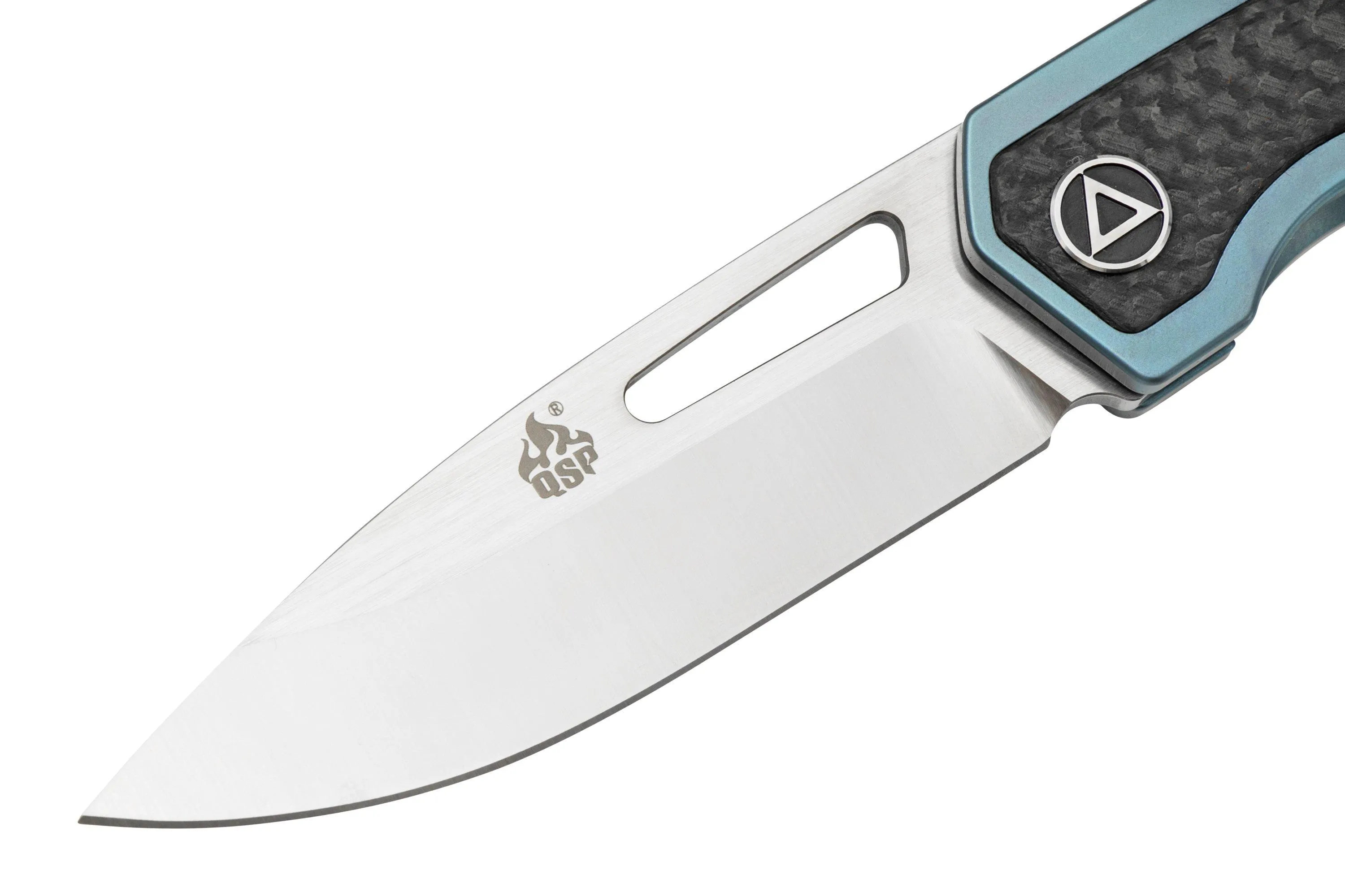 QSP KNIFE PUFFIN BLUE QS127C TITANIUM CARBON FIBRE NAVAJA