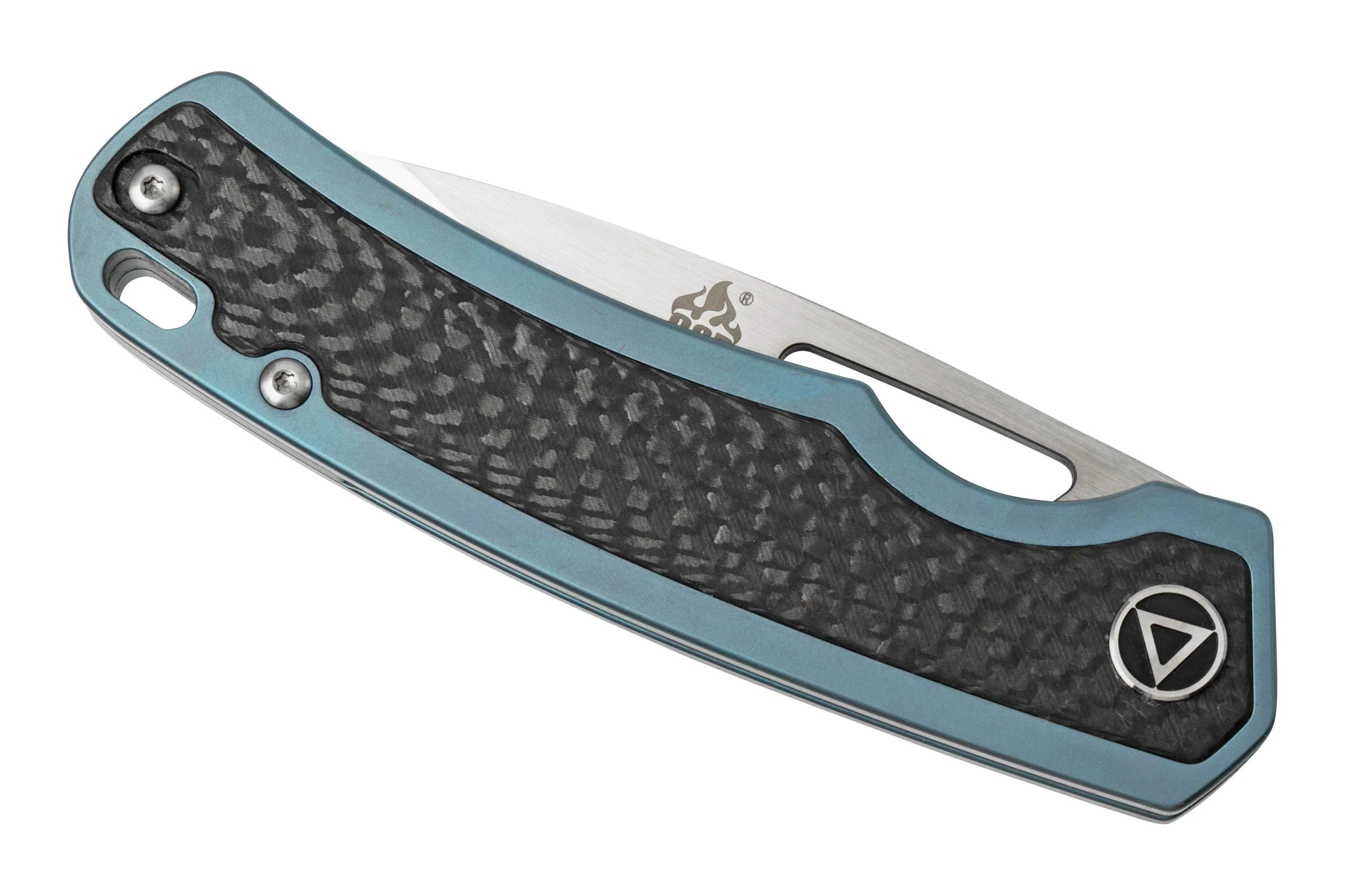 QSP KNIFE PUFFIN BLUE QS127C TITANIUM CARBON FIBRE NAVAJA