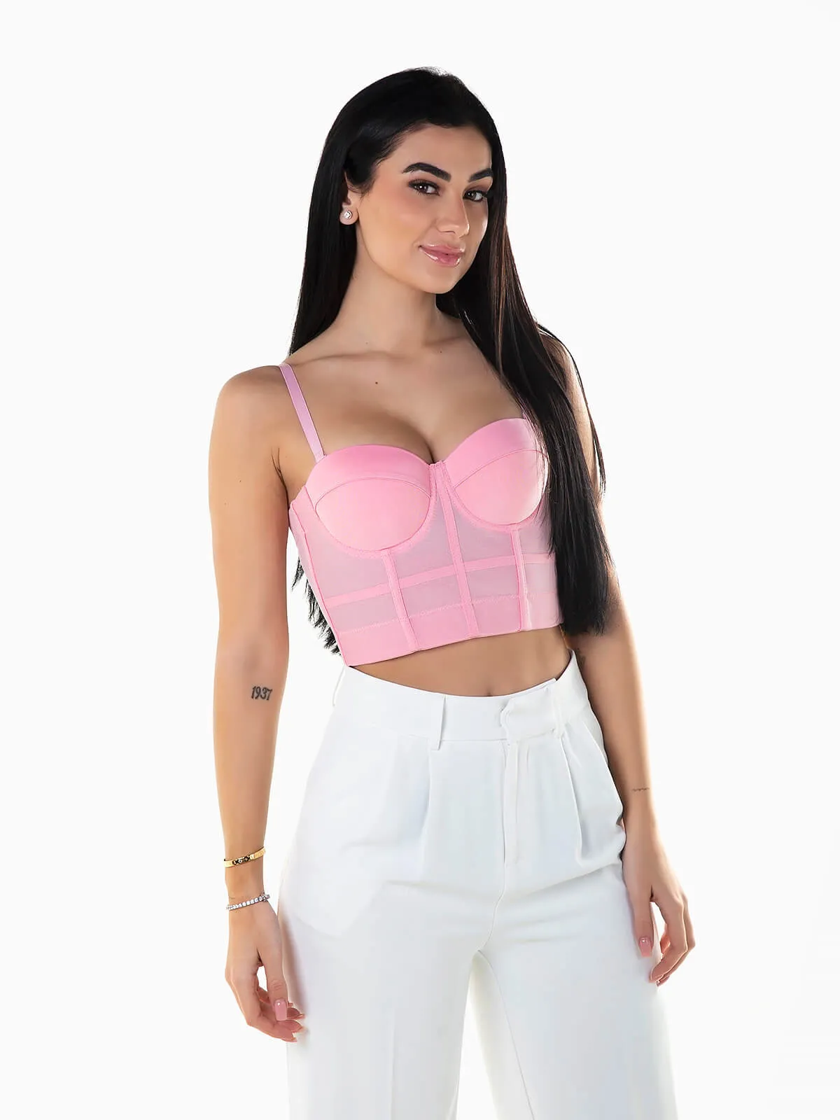 Top corto con tirantes estilo corsé