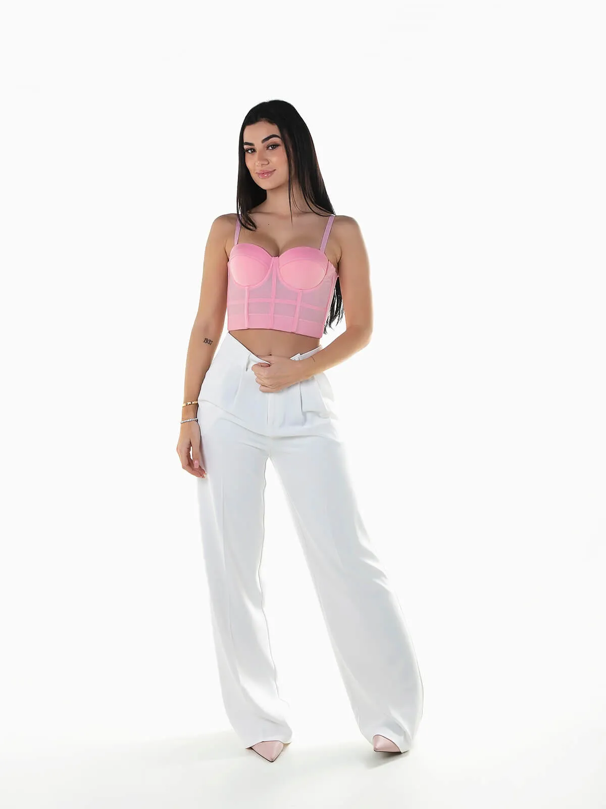 Top corto con tirantes estilo corsé