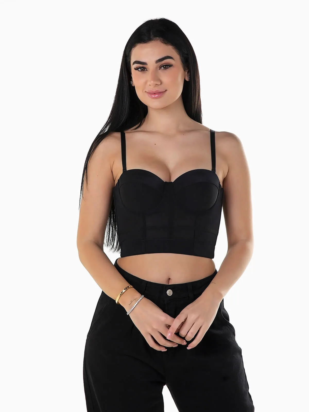 Top corto con tirantes estilo corsé
