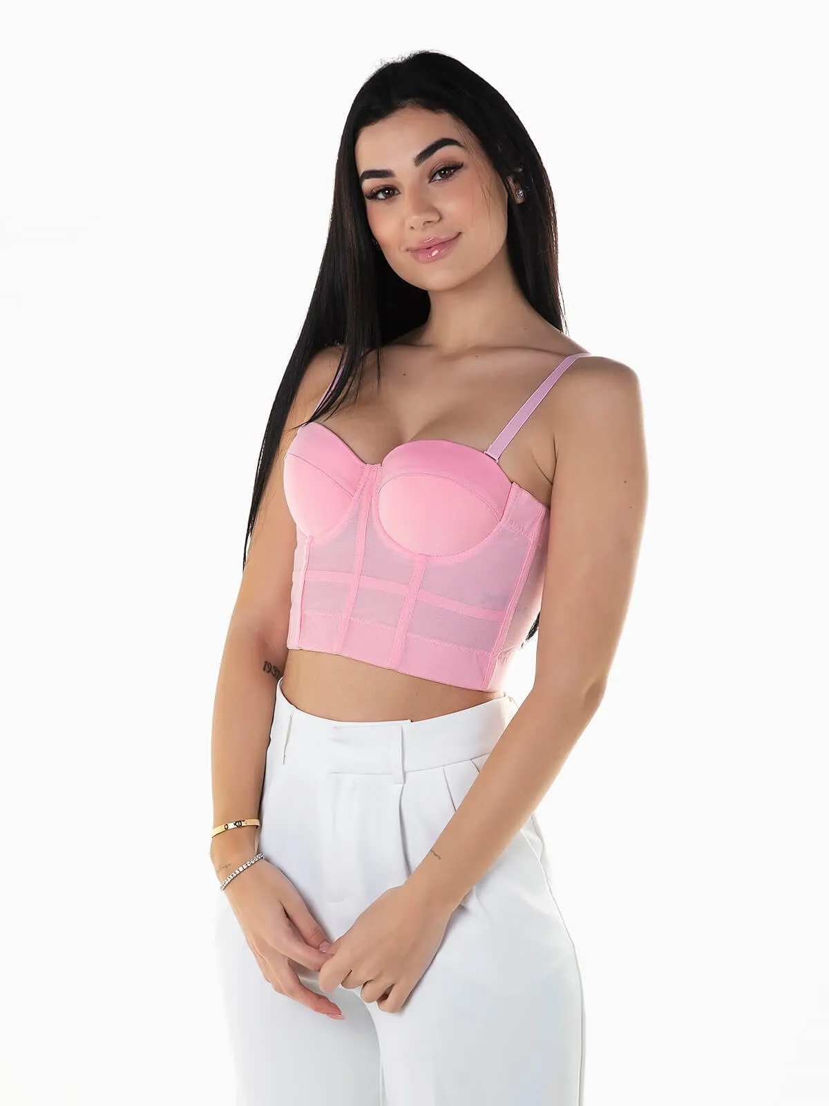 Top corto con tirantes estilo corsé